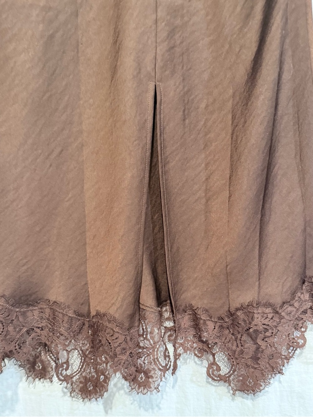 Skies Are Blue Brown Lace-Hem Slip Skirt Size Small NWT - Picture 9 of 12